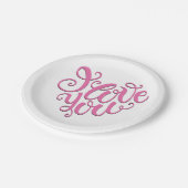 Roze ik hou van je papieren bordje (Gekanteld)