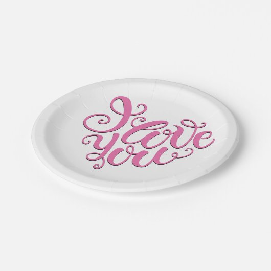 Roze ik hou van je papieren bordje (Gekanteld)