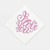 Roze ik hou van je servet (Hoek)