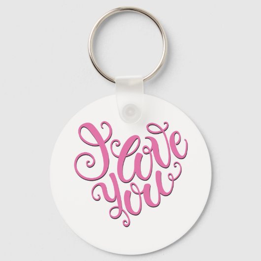 Roze ik hou van je sleutelhanger (Voorkant)