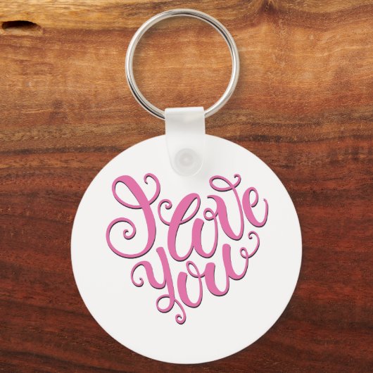 Roze ik hou van je sleutelhanger (Voorkant)
