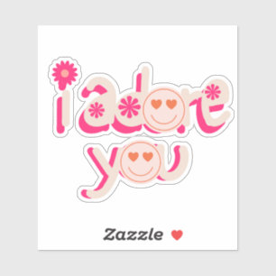 Roze "ik hou van je" Smiley Sticker