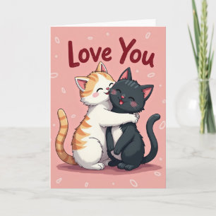 Roze Ik Hou Van Jou Kattenkaart Kaart