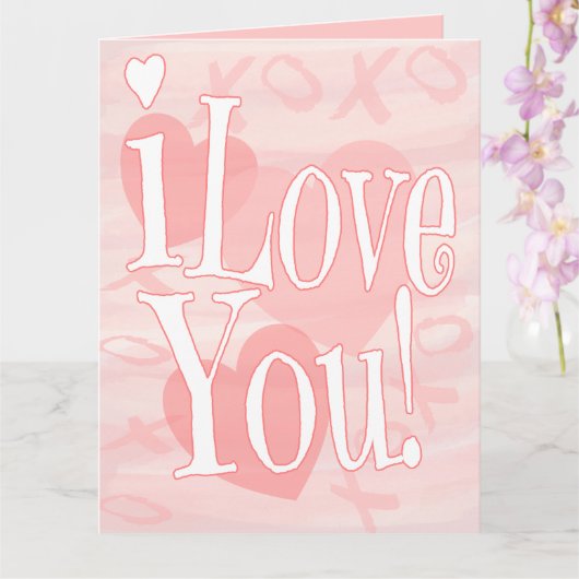 Roze Ik Hou Van Jou Met Hartjes Extra Groot Kaart (Orchidee)