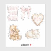 Roze Ik Hou Van Jou Moeder Moederdag Sticker (Vel)
