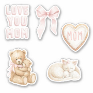 Roze Ik Hou Van Jou Moeder Moederdag Sticker