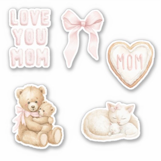 Roze Ik Hou Van Jou Moeder Moederdag Sticker (Voorkant)