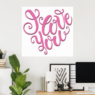 Roze Ik Hou van Jou Poster