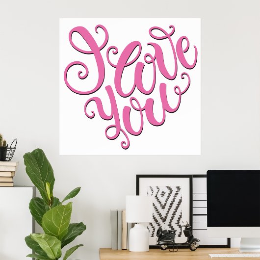 Roze Ik Hou van Jou Poster