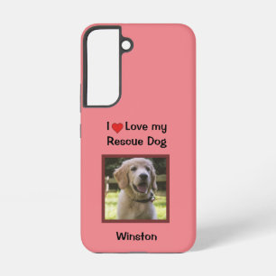 Roze Ik hou van mijn geredde hond Naam en foto Samsung Galaxy Hoesje