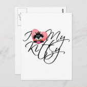 Roze Ik hou van mijn Kat Tshirts en geschenken Briefkaart (Voorkant / Achterkant)