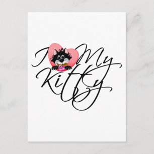 Roze Ik hou van mijn Kat Tshirts en geschenken Briefkaart