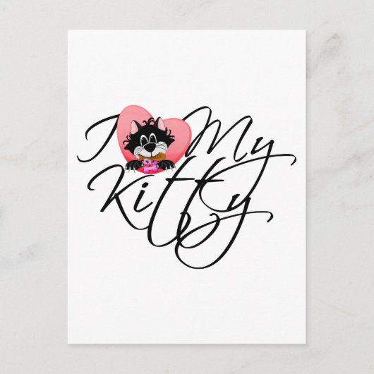 Roze Ik hou van mijn Kat Tshirts en geschenken Briefkaart (Voorkant)