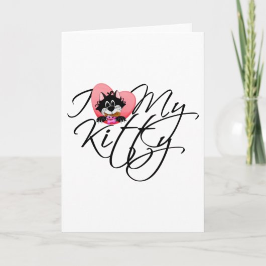 Roze Ik hou van mijn Kat Tshirts en geschenken Kaart (Voorkant)