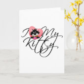 Roze Ik hou van mijn Kat Tshirts en geschenken Kaart (Gele Bloem)