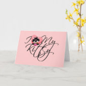 Roze Ik hou van mijn Kat Tshirts en geschenken Kaart (Gele Bloem)