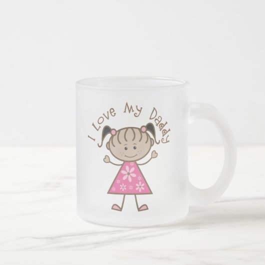 Roze ik hou van mijn papa cadeautje matglas koffiemok (Rechts)