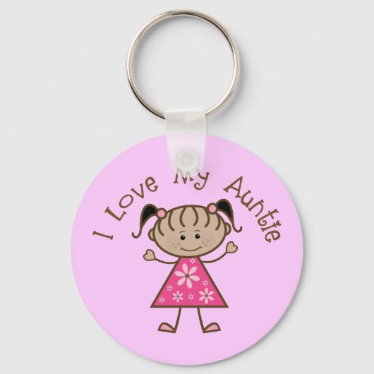 Roze ik hou van mijn tante Gift Sleutelhanger (Voorkant)