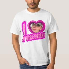 Roze ik hou van mijn Vriendin Foto gepersonaliseer T-shirt