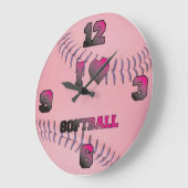 Roze ik hou van softball grote klok (Hoek)