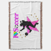  ROZE IK HOU VAN VOETBALDESIGN DEKEN (Voorkant Verticaal)