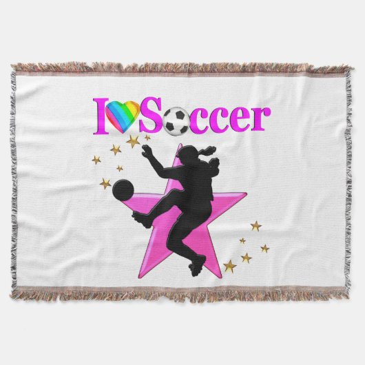  ROZE IK HOU VAN VOETBALDESIGN DEKEN (Voorkant)