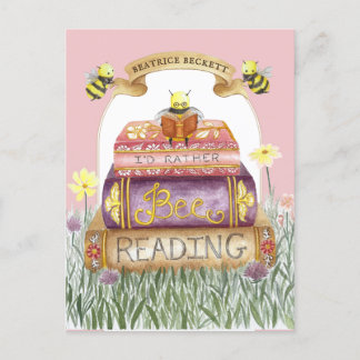  roze Ik lees liever boek liefhebber Briefkaart