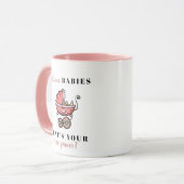 Roze "Ik lever baby's - Wat is uw Superpower?" Mok (Voorkant links)