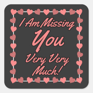 Roze Ik mis je van hart lijst Vierkante Sticker