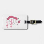 Roze, ik voel me knitty. bagagelabel (Voorkant horizontaal)