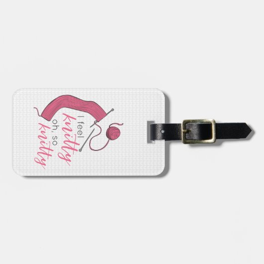 Roze, ik voel me knitty. bagagelabel (Voorkant horizontaal)