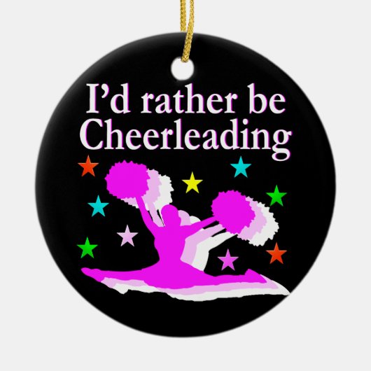  ROZE IK ZOU LIEVER CHEERLEADEREND DESIGN ZIJN KERAMISCH ORNAMENT (Voorkant)