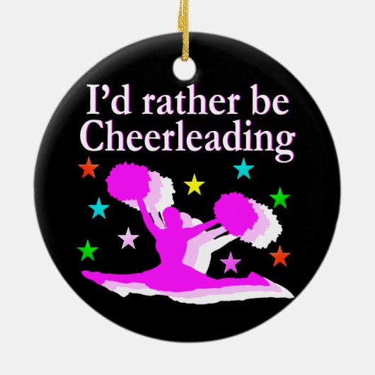  ROZE IK ZOU LIEVER CHEERLEADEREND DESIGN ZIJN KERAMISCH ORNAMENT (Achterkant)