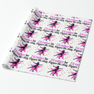 ROZE IK ZOU LIEVER SCHAATSEN ONTWERP CADEAUPAPIER