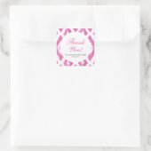 Roze Ikat Hartelijk dank Vierkante Sticker (Tas)