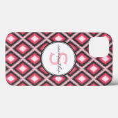 Roze Ikat Monogram Case-Mate iPhone Case (Achterkant (horizontaal))