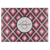 Roze Ikat Monogram Snijplank (Voorkant)