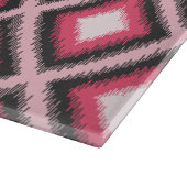 Roze Ikat Monogram Snijplank (Hoek)
