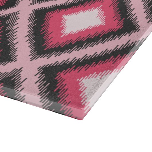 Roze Ikat Monogram Snijplank (Hoek)