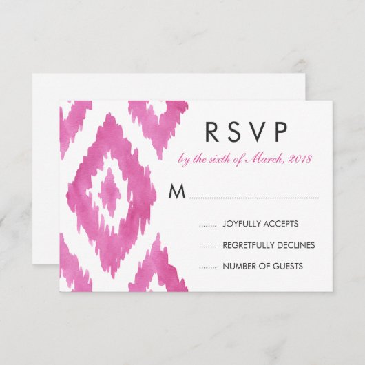 Roze Ikat RSVP (Voorkant / Achterkant)