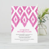 Roze Ikat Wedding Kaart (Staand voorkant)