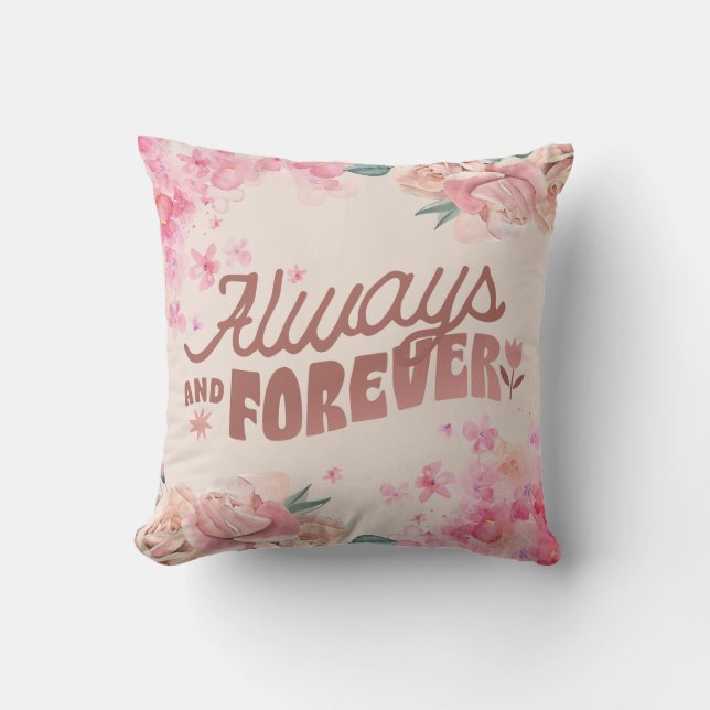 Roze Illustratie Bloem Vierkant Kussen (Voorkant)