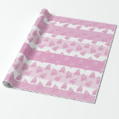 Roze illustratie kerstboom cadeaupapier (Uitgerold)