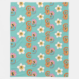 roze illustratie retro flower fleece deken