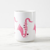 Roze illustratie van de saxofone van Glitter Koffiemok (Center)