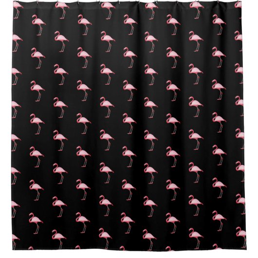 Roze illustratie van Flamingo Tropical Pattern Bla Douchegordijn (Voorkant)