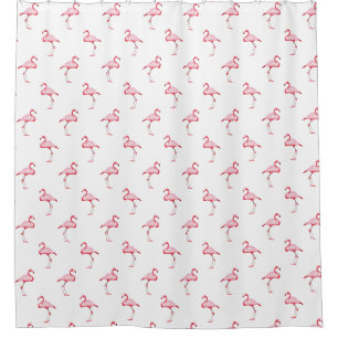 Roze illustratie van Flamingo Tropical Pattern Pas Douchegordijn