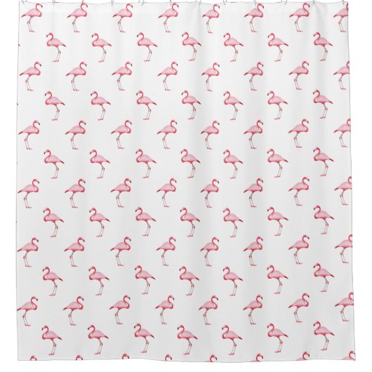 Roze illustratie van Flamingo Tropical Pattern Pas Douchegordijn (Voorkant)