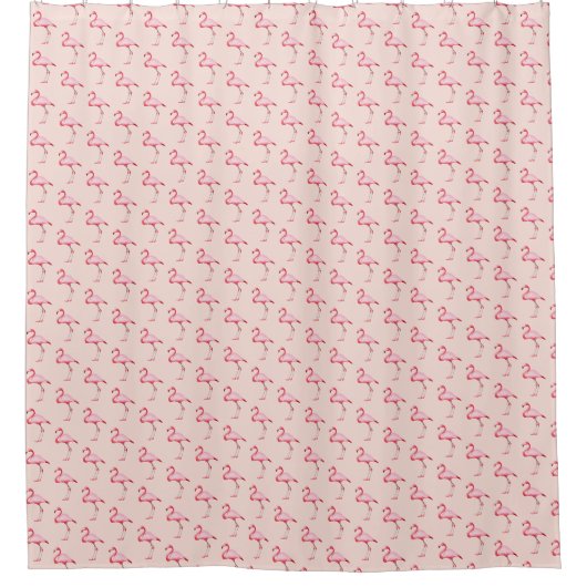 Roze illustratie van Flamingo Tropical Pattern Pas Douchegordijn (Voorkant)