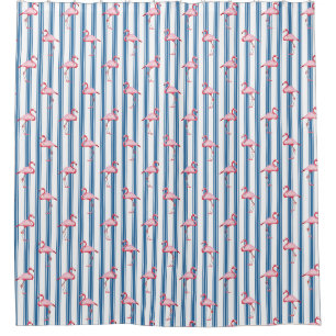 Roze illustratie van Flamingo Tropical Pattern Str Douchegordijn